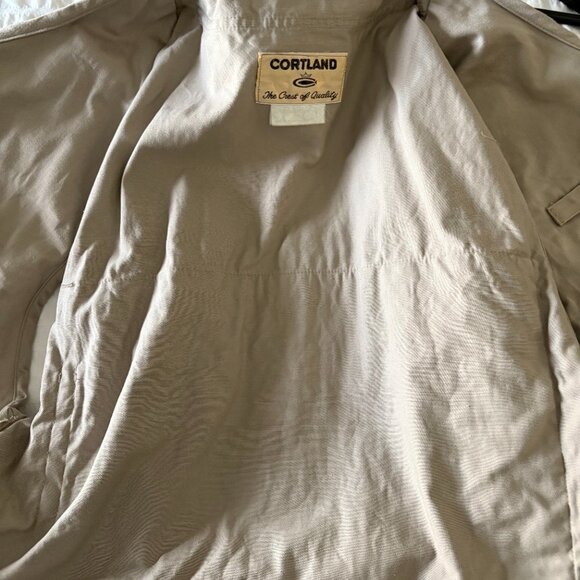 Vintage Cortland fly fishing beige pocket safari men's vest size large - Picture 2 of 6